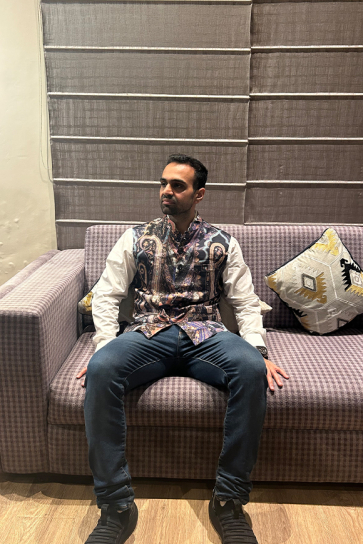 The Boozy Button Poolside Men'S Black Cotton Silk Waist Coat