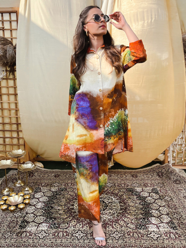 The Boozy Button Sandalwood Orange Linen Linen Co Ord Set