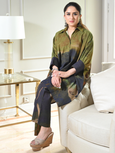 The Boozy Button Vietnam Green Linen Co Ord Set