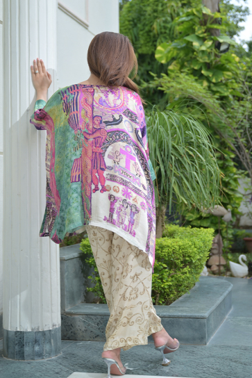 The Boozy Button Love Date Purple Cotton Silk Co Ord Set