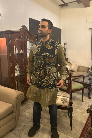 The Boozy Button Darlin'Men'S Green Cotton Silk Waist Coat