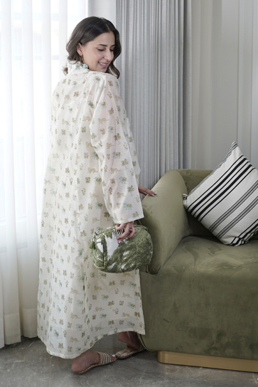 The Boozy Button Jimcorbet Daily White Cotton Dress