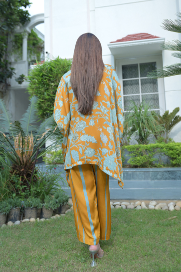 The Boozy Button Save My Number Yellow Cotton Silk Co Ord Set