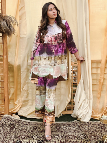 The Boozy Button Jasmine Purple Linen Musk Linen Co Ord Set