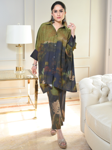 The Boozy Button Vietnam Green Linen Co Ord Set