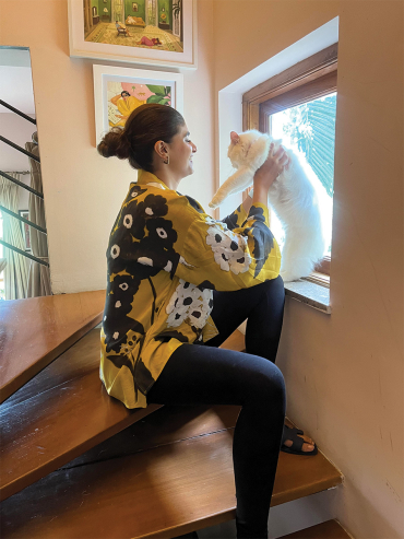 The Boozy Button Moony Floral Yellow Cotton Silk Top