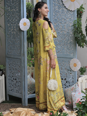 The Boozy Button Mastaani Yellow Cotton Silk Festive Dress