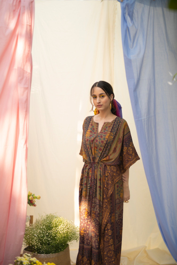 Earthy Banarasi Winter Kaftan