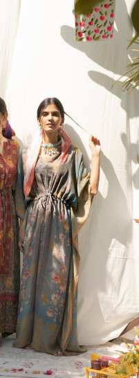 Royal Blue Banarasi Winter Kaftan