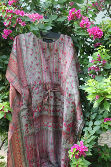 Deep Pink and Grey, Cotton Printed Kaftan