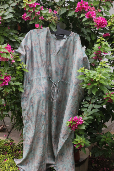 Light Blue Printed Cotton Kaftan