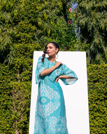 Blue Kaftan Pant set