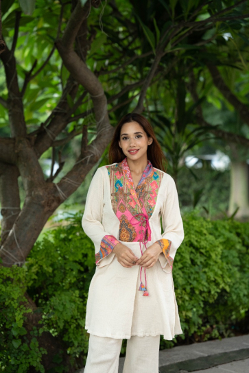 The Boozy Button Falak Pink Linen Co Ord Set