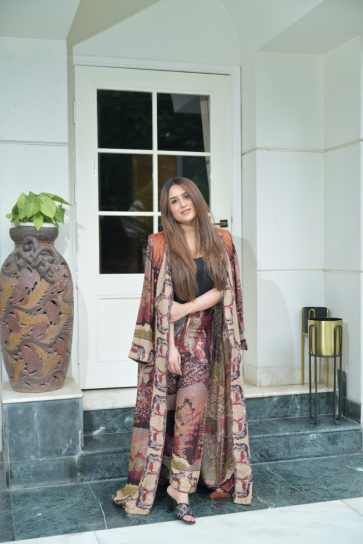 The Boozy Button Bansi Kashmiri Brown Woollen Winter Coord Set