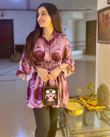 The Boozy Button Charlie Purple Cotton Silk Top