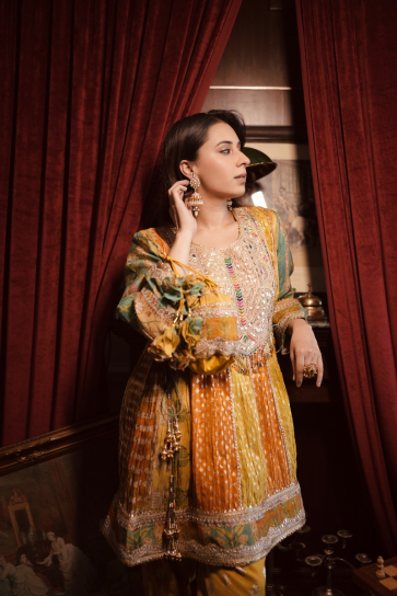 The Boozy Button Checkmate Yellow Cotton Silk Kurti Pant