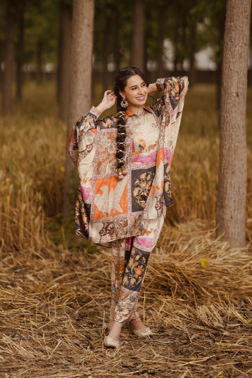 The Boozy Button Mein Brown Cotton Silk Co Ord Set Plus Size