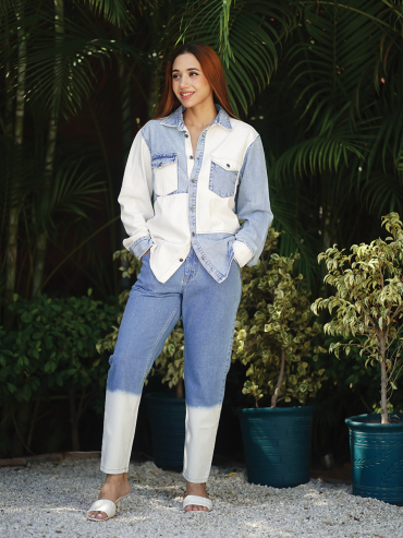 The Boozy Button Denim Milkshake Blue Premium Quality Denim Denim Co Ord Set Plus Size