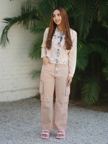 The Boozy Button Denim Guns And Gulaab Pink Premium Quality Denim Denim Co Ord Set