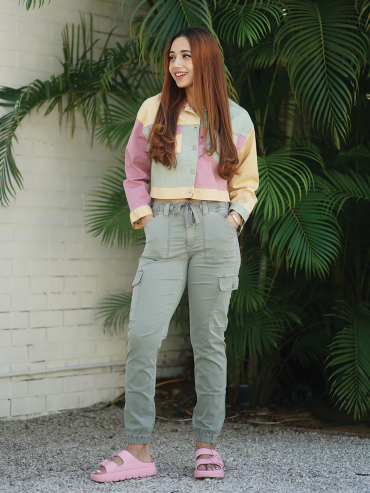 The Boozy Button Pinky Promise Pink Premium Quality Denim Denim Co Ord Set Plus Size