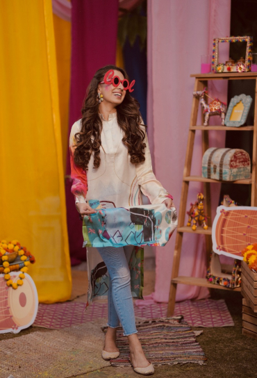 The Boozy Button Buddy Cream Cotton Silk Kurta