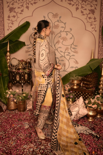 The Boozy Button Kheer Yellow Cotton Silk Kurta Pant Dupatta