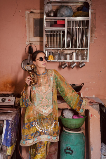 The Boozy Button Antidote Yellow Brocade Silk Kaftan Salwar