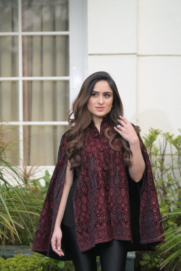 The Boozy Button Catching Fire Purple Velvet Cape