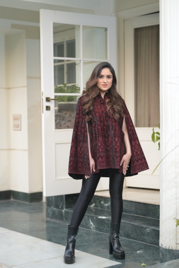 The Boozy Button Catching Fire Purple Velvet Cape