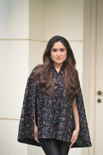 The Boozy Button Double Fudge Blue Velvet Cape