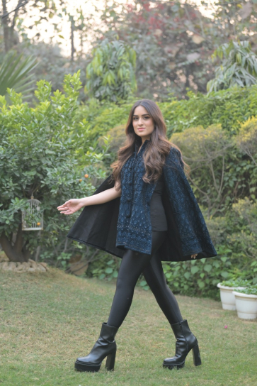 The Boozy Button Zen Blue Velvet Cape