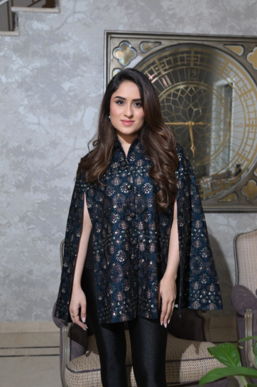 The Boozy Button Kunwar Sa Blue Velvet Cape