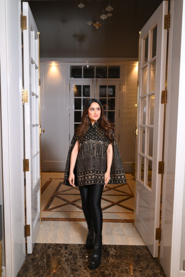 The Boozy Button Khamma Ghani Black Velvet Cape