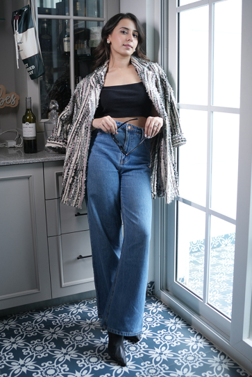 The Boozy Button Heartbreak Black Cotton Handloom Blazer Jacket