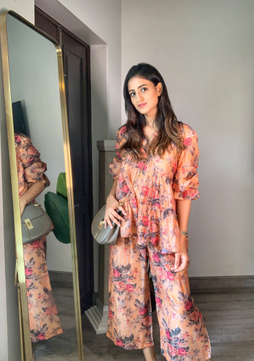 Peach Orange Frilled Leisure Set