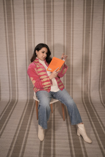 THE BOOZY BUTTON CHEESECAKE PINK COTTON WOOLLEN JACKET