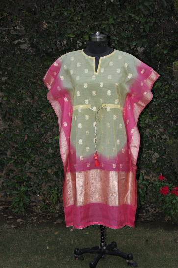 Festive Pink Yellow Kaftan